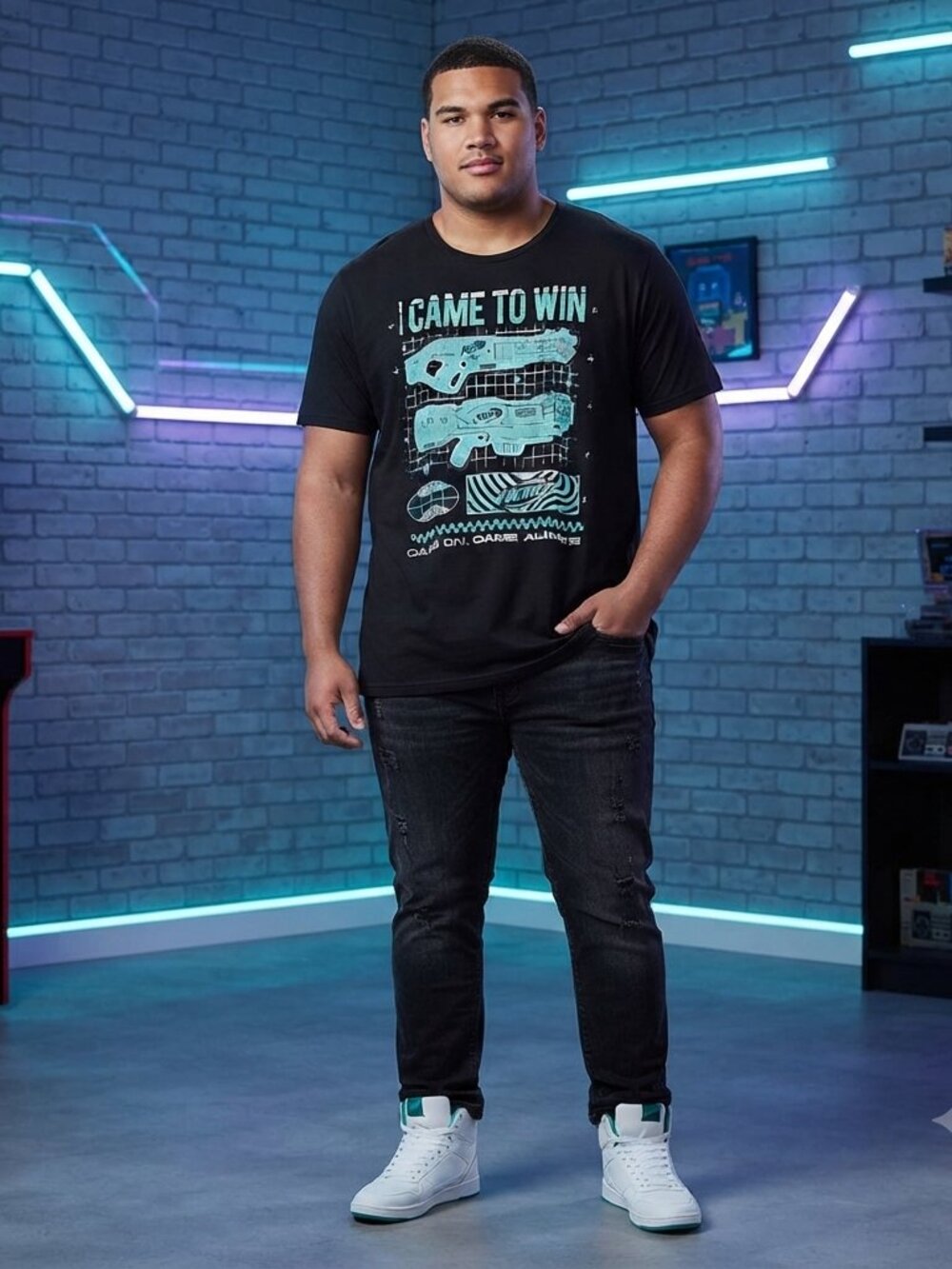 Nerf Black T-Shirt with Teal Graphic Unisex